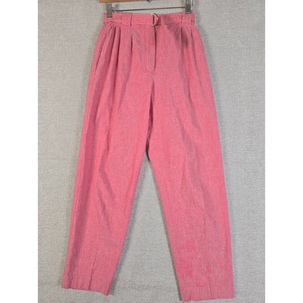 Russ Vintage Pink High Waisted Tapered Belted Trousers Pants 8 Made in USA‎